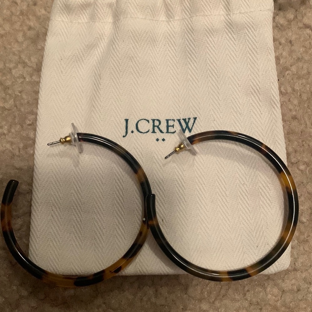 J Crew tortoise hoop earrings